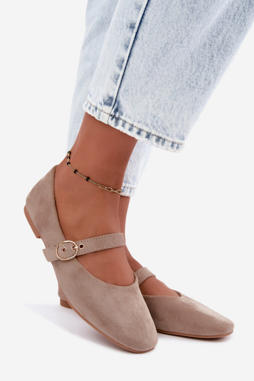 Ballerinas im Mary Jane Stil in Sandfarbe Nolenne