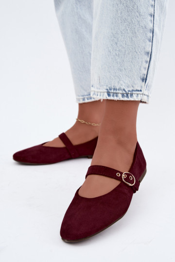 Ballerinas im Mary Jane Stil in Bordeauxfarbe Nolenne 2