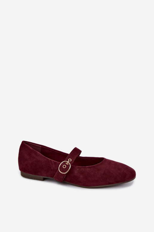 Ballerinas im Mary Jane Stil in Bordeauxfarbe Nolenne