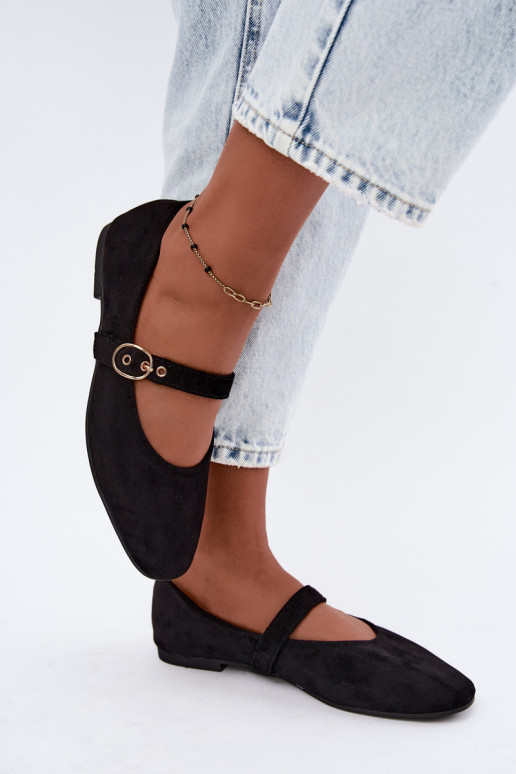 Ballerinas im Mary Jane Stil in schwarzer Farbe Nolenne