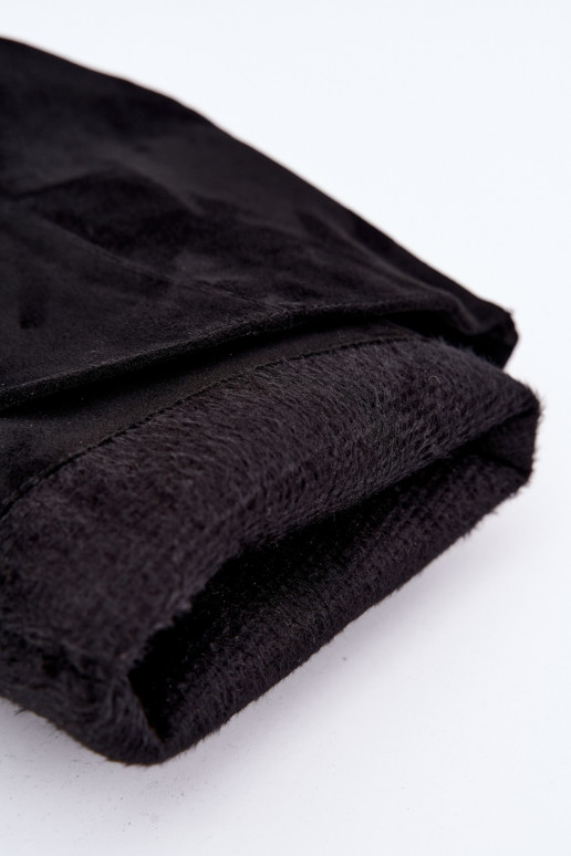 gefütterte kniehohe Stiefel mit Rüschen und dünnen Absätzen in schwarz Auretta