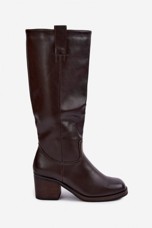 gefütterte kniehohe Stiefel mit Absätzen in braun Perrisa