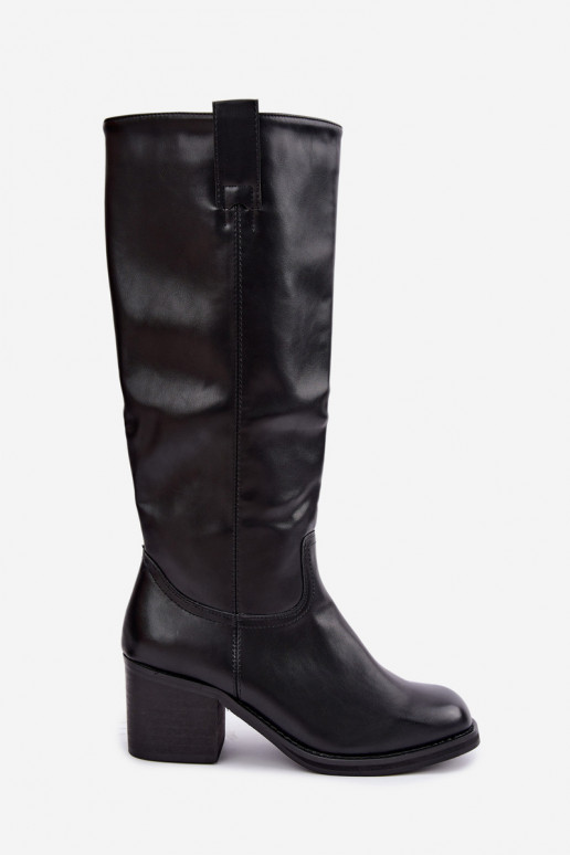 gefütterte kniehohe Stiefel mit Absätzen in schwarz Perrisa