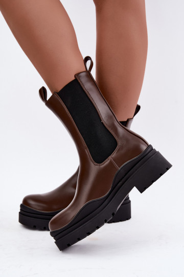 stilvolle gefütterte Stiefeletten mit Plateau in braun Rissana 2