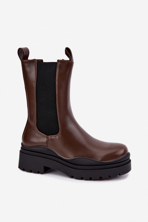 stilvolle gefütterte Stiefeletten mit Plateau in braun Rissana