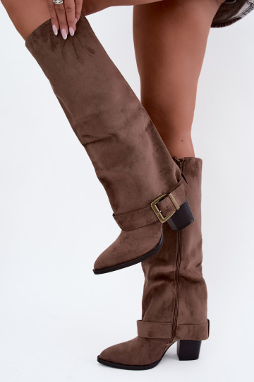 Chaki Stiefel mit Absatz und Schnallen Mirea 2