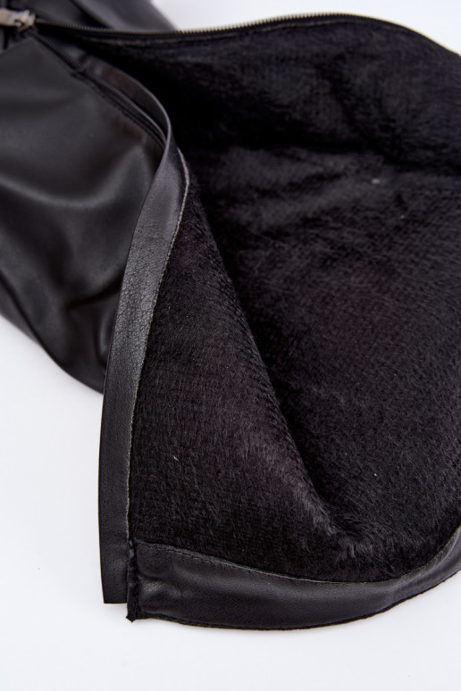 Warme schwarze lange Stiefel mit Schnallen Astrella