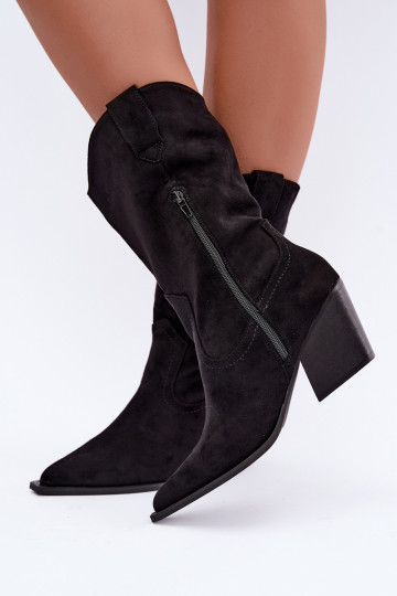Schwarze isolierte Stiefel im Cowboy-Stil mit Absatz Serenza 2