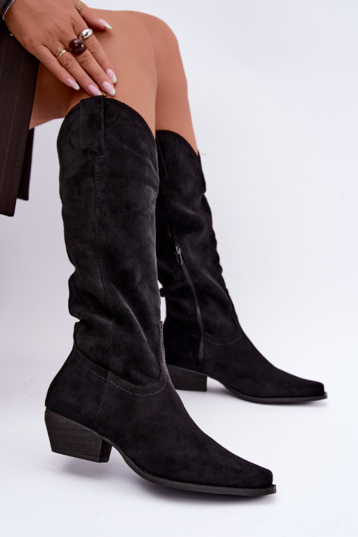 Schwarze Cowboy-Stiefel mit niedrigem Absatz Grisel
