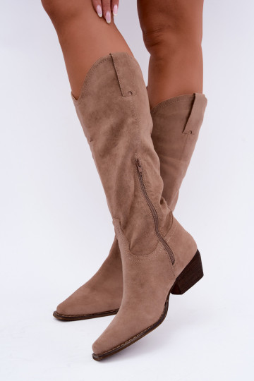 Beige Cowboy-Stiefel mit niedrigem Absatz Grisel 2