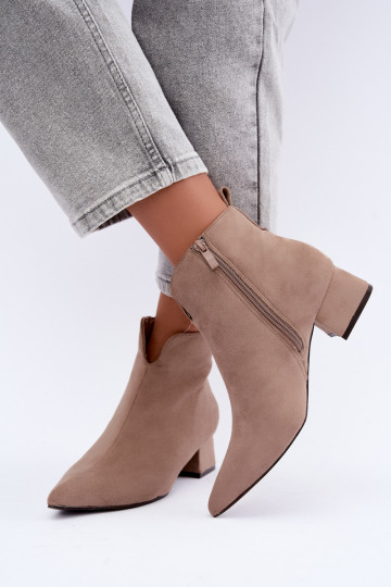 Beige Stiefeletten mit spitzen Zehen Klocke Heliara 2