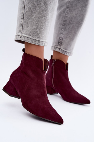 Bordeauxfarbene Stiefeletten mit spitzen Zehen Klocke Heliara 2