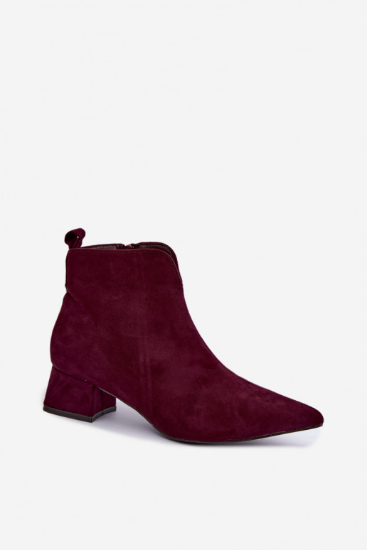 Bordeauxfarbene Stiefeletten mit spitzen Zehen Klocke Heliara