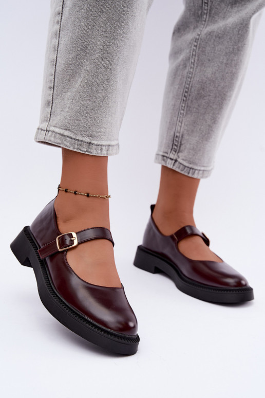 Bordeauxfarbene Schuhe mit breiten Absätzen Lareine