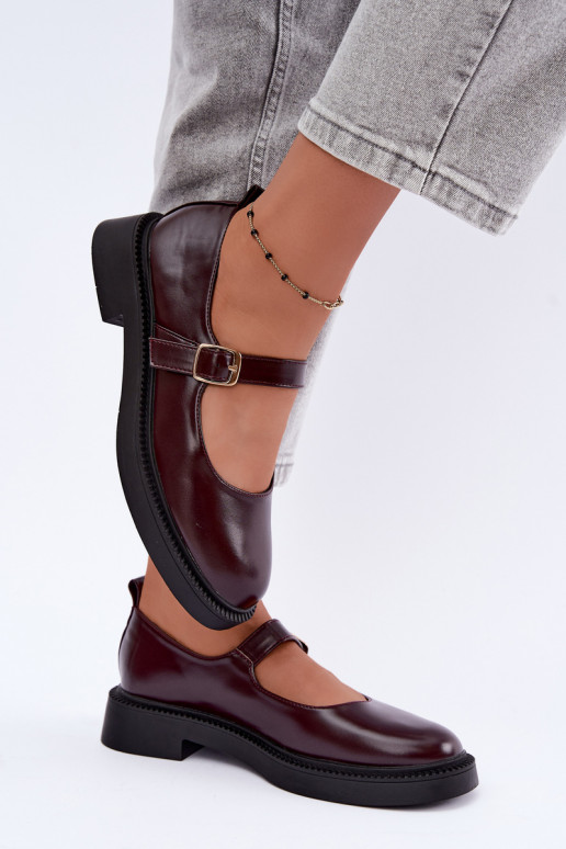 Bordeauxfarbene Schuhe mit breiten Absätzen Lareine
