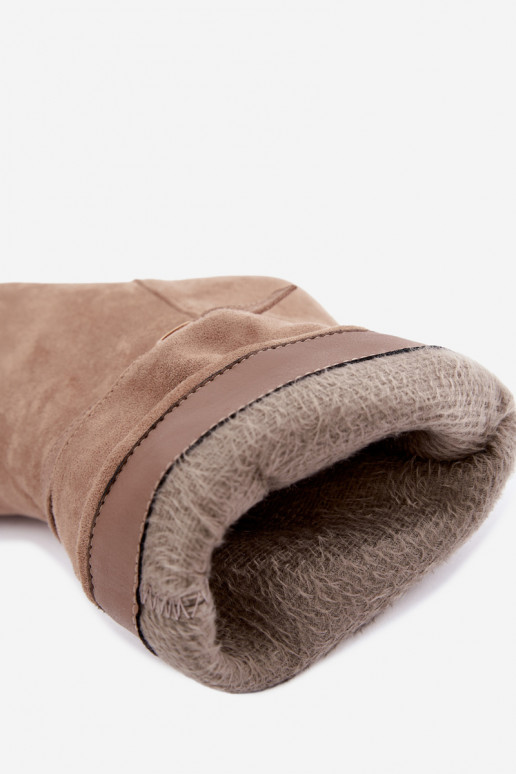 Eponine warme Slipper-Stiefeletten mit dünnen Absätzen in Sandfarbe