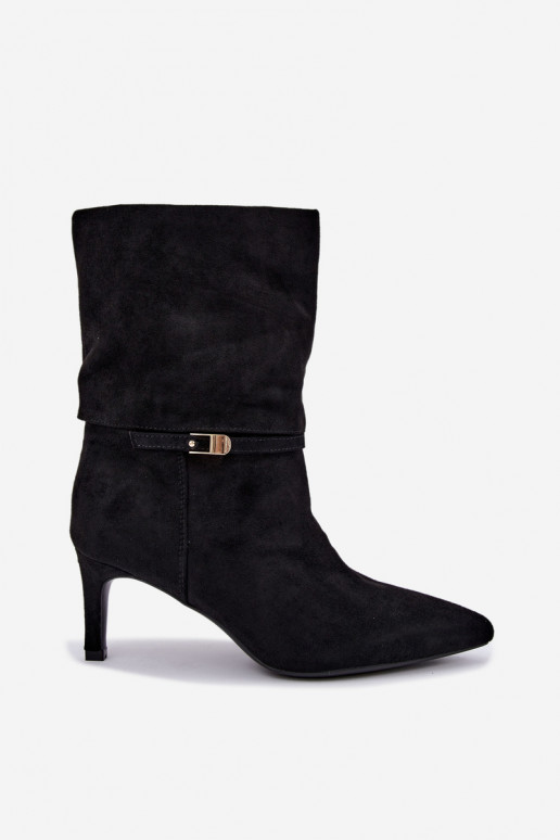 Eponine warme Slipper-Stiefeletten mit dünnen Absätzen in Schwarz