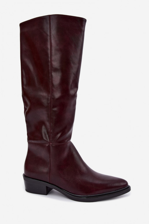 Philomene warme lange Stiefel mit niedrigem Absatz in Bordeauxfarbe