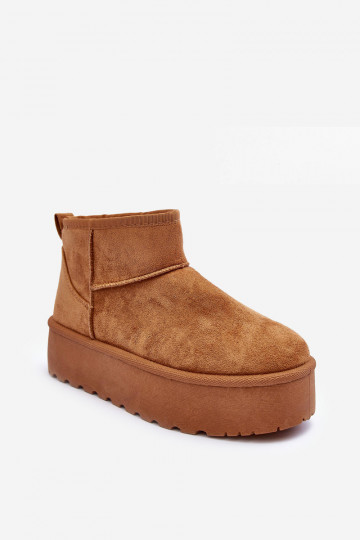 Braune Kunstveloursleder Schneestiefel auf Plattform Corcoran 2