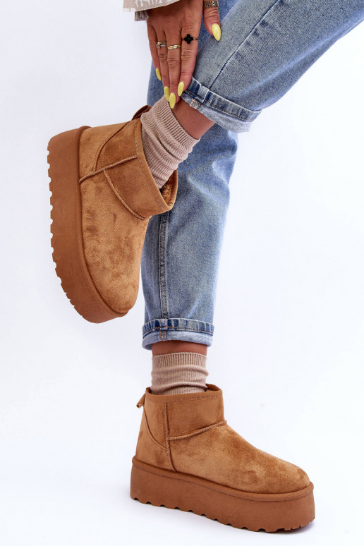 Braune Kunstveloursleder Schneestiefel auf Plattform Corcoran