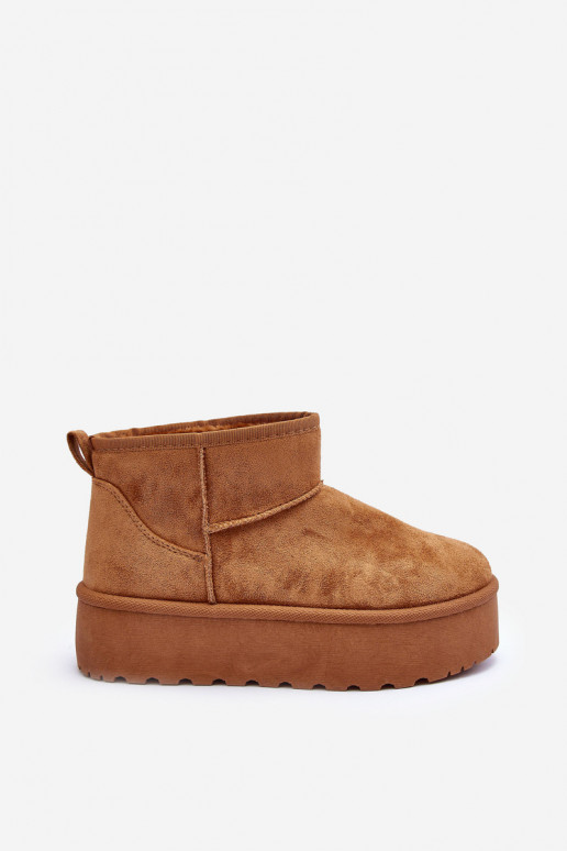 Braune Kunstveloursleder Schneestiefel auf Plattform Corcoran