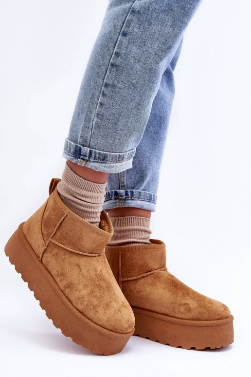 Braune Kunstveloursleder Schneestiefel auf Plattform Corcoran