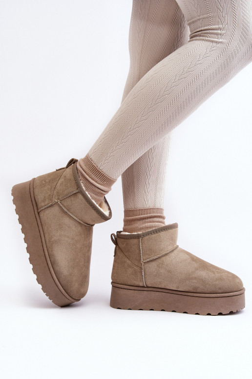 Grüne Damen-Schneestiefel auf einer Plattform mit Isolierung und Fell innen Xamella