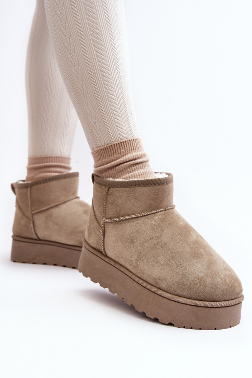 Grüne Damen-Schneestiefel auf einer Plattform mit Isolierung und Fell innen Xamella