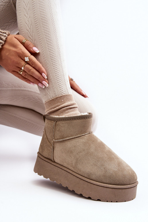 Grüne Damen-Schneestiefel auf einer Plattform mit Isolierung und Fell innen Xamella