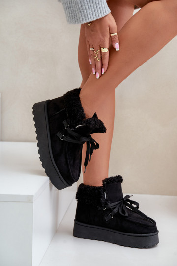 Schneestiefel Feminin mit einer Plattform mit Pelzmantel Typu Branek schZuarze Farbe Ciabellae