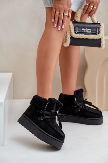 Schneestiefel Feminin mit einer Plattform mit Pelzmantel Typu Branek schZuarze Farbe Ciabellae 2
