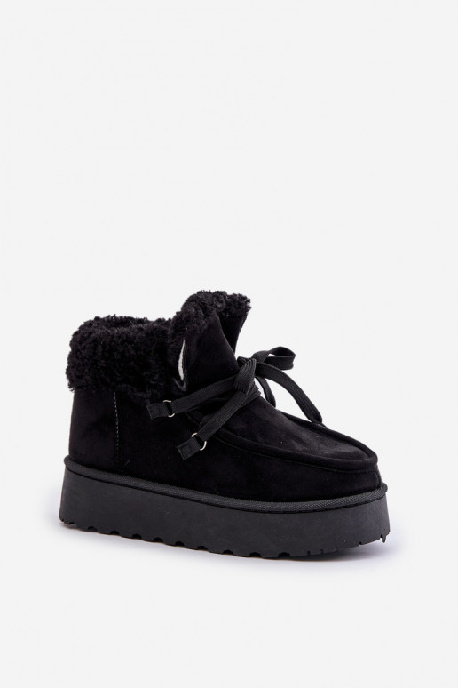 Schwarze Damen-Schneestiefel auf einer Plattform mit Fell Ciabellae