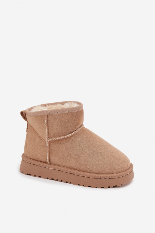 Sandfarbene Kinder-Schneestiefel mit Isolierung und Fell innen Mireya