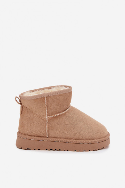 Sandfarbene Kinder-Schneestiefel mit Isolierung und Fell innen Mireya