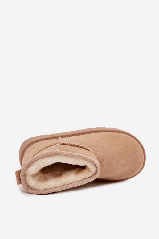 Sandfarbene Kinder-Schneestiefel mit Isolierung und Fell innen Mireya