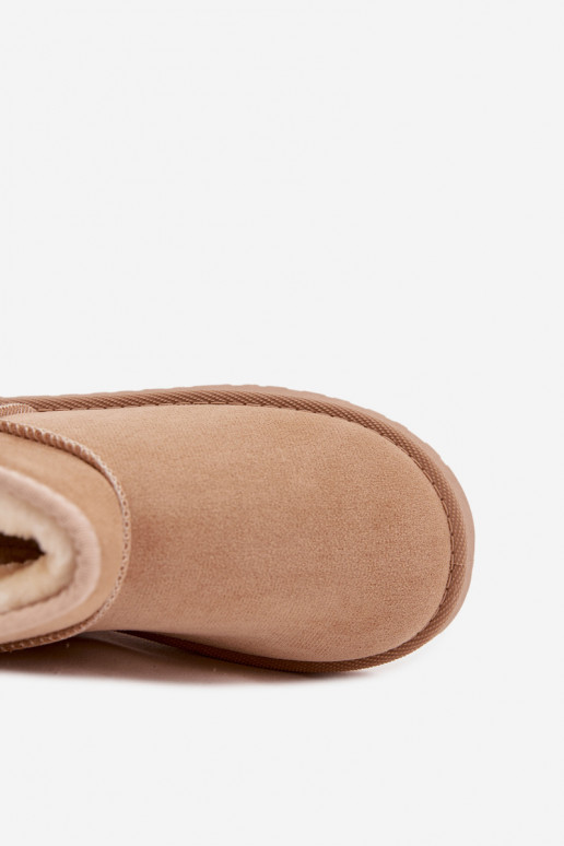 Sandfarbene Kinder-Schneestiefel mit Isolierung und Fell innen Mireya