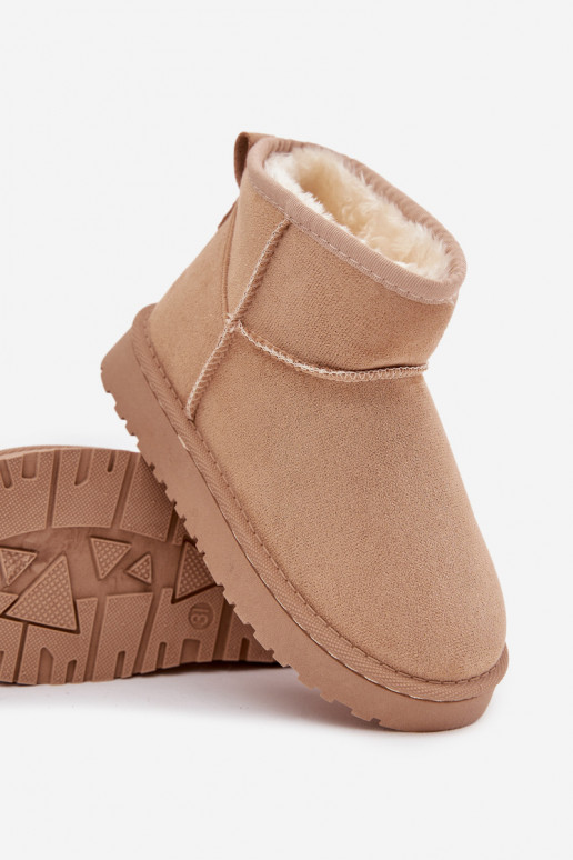 Sandfarbene Kinder-Schneestiefel mit Isolierung und Fell innen Mireya