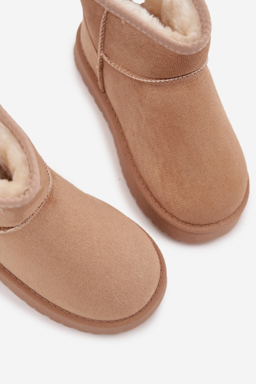 Sandfarbene Kinder-Schneestiefel mit Isolierung und Fell innen Mireya