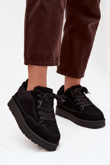 Schwarze Damen-Sneaker mit Isolierung und Fell innen Cyrissa