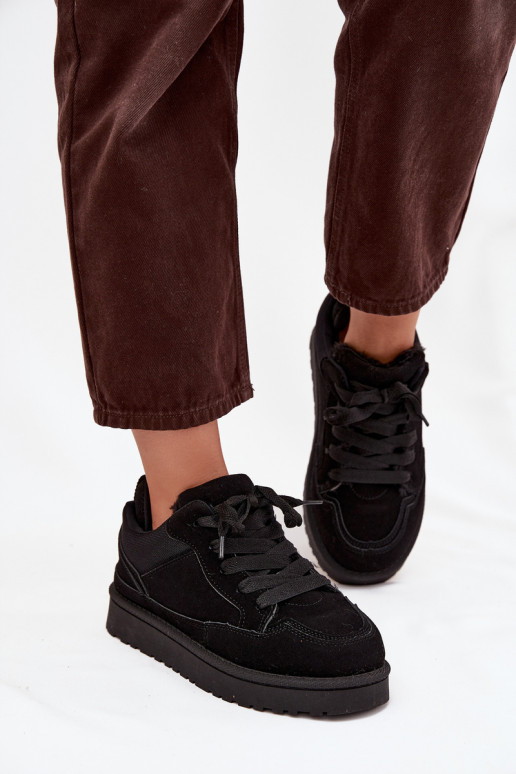Schwarze Damen-Sneaker mit Isolierung und Fell innen Cyrissa