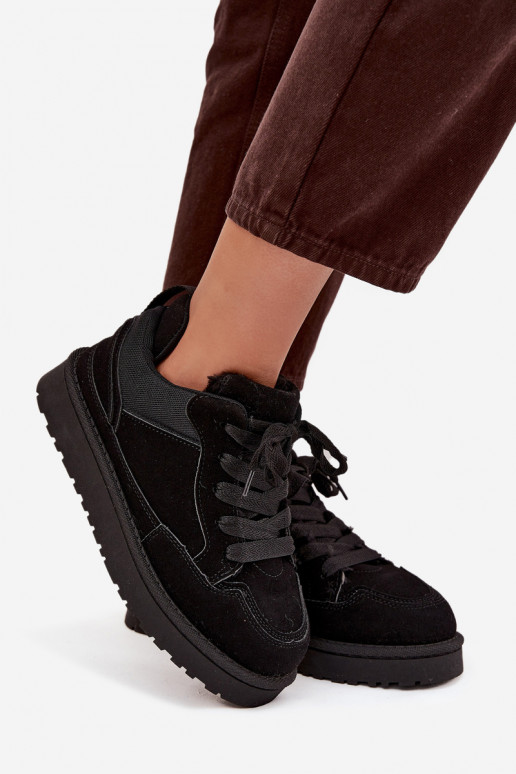 Schwarze Damen-Sneaker mit Isolierung und Fell innen Cyrissa