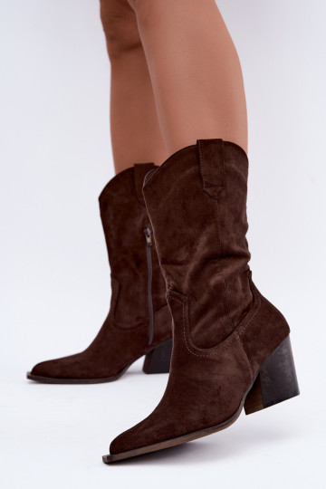Warmen Cowboy-Stil Stiefeletten mit Absatz in Schokoladenfarbe Serenza 2