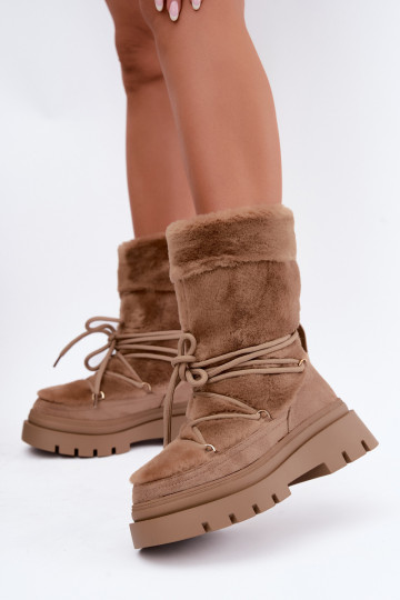 Schneestiefel mit Fell und Plattform in Sandfarbe Illyria 2
