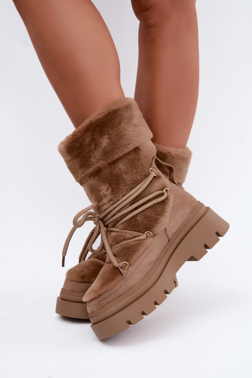 Schneestiefel mit Fell und Plattform in Sandfarbe Illyria