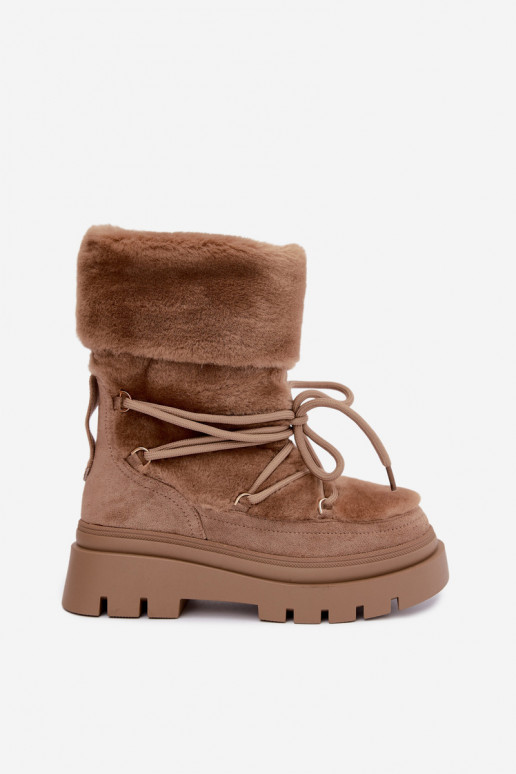 Schneestiefel mit Fell und Plattform in Sandfarbe Illyria