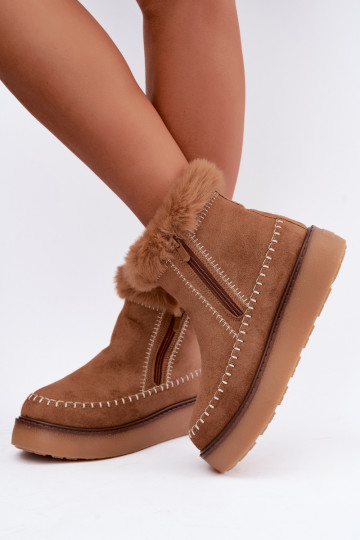 Damen Joceline Schneestiefel mit Nähten und Fell in Braun