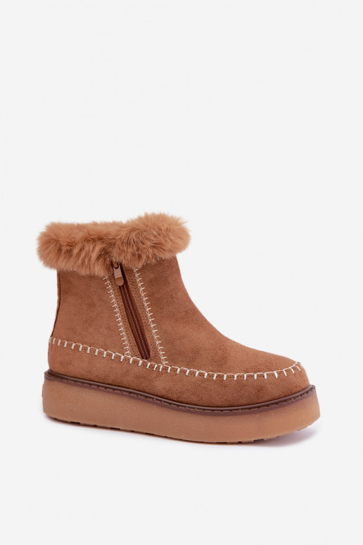 Damen Joceline Schneestiefel mit Nähten und Fell in Braun