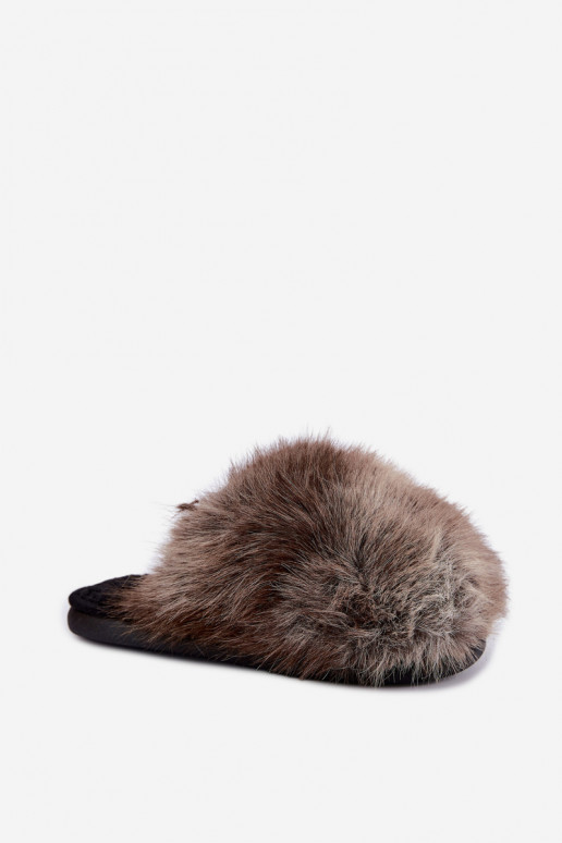 Damen Bellisane Hausschuhe mit Fell in Braun