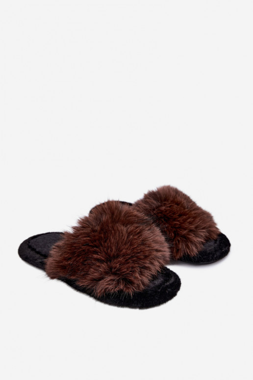 Damen Fiorabelle Hausschuhe mit Fell in Braun