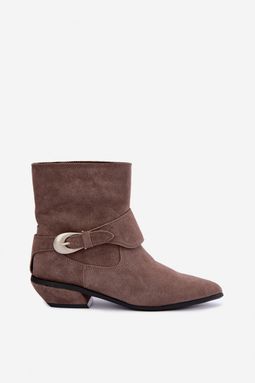 Isolierte Serenelle Stiefeletten im Cowboy-Stil aus Kunstveloursleder in Sand